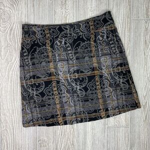Bugatchi Women Black and Tan Skort Skirt Paisley Style Design Size 6